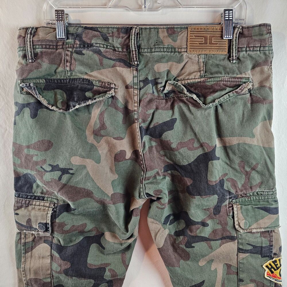 Jordan Craig Cargo Pants Mens 32x32 Camo Military Patch Distressed Streetwear - Picture 7 of 12